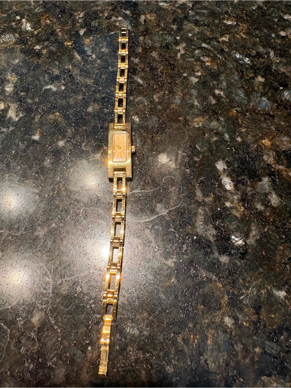 Gucci Women’s Gold Link Bracelet Watch with Rectangular Dial